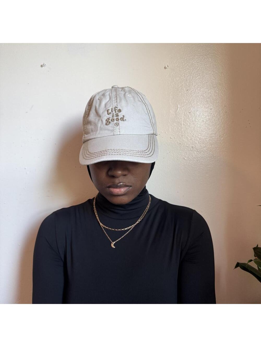 Y2K unisex Life Is Good Beige Cream Embroidered Heavy Stitch Dad Hat